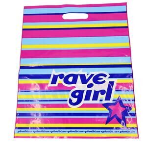 Y2K Rave Girl Rainbow Plastic Shopping Bag 2000s Iconic Mall NEW Deadstock
